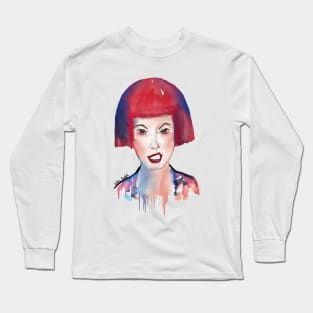 Cool Girl with Red and Blue Hair 'Making a Face' Long Sleeve T-Shirt